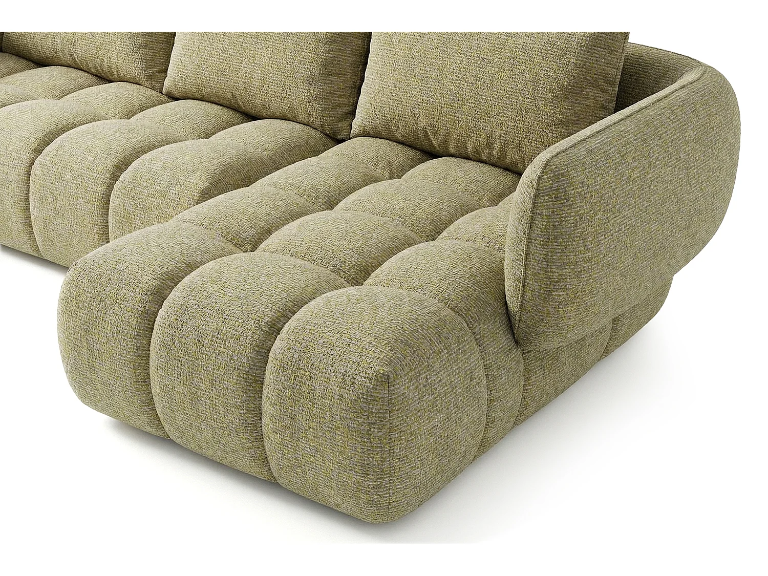 Canapé d'angle droit en tissu bouclé jaune moutarde 250 cm - SAVIO