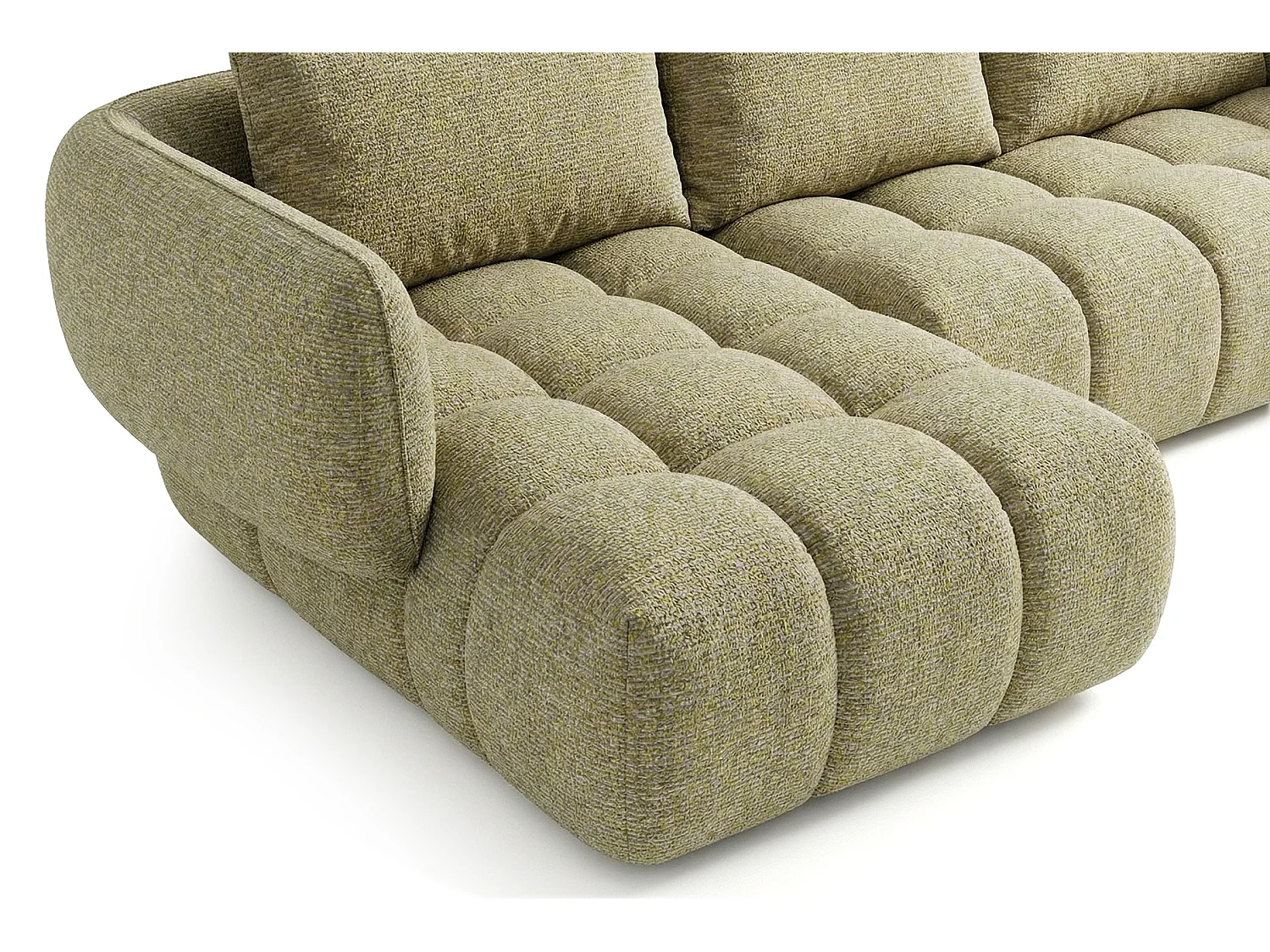 Canapé d'angle gauche en tissu bouclé jaune moutarde 250 cm - SAVIO