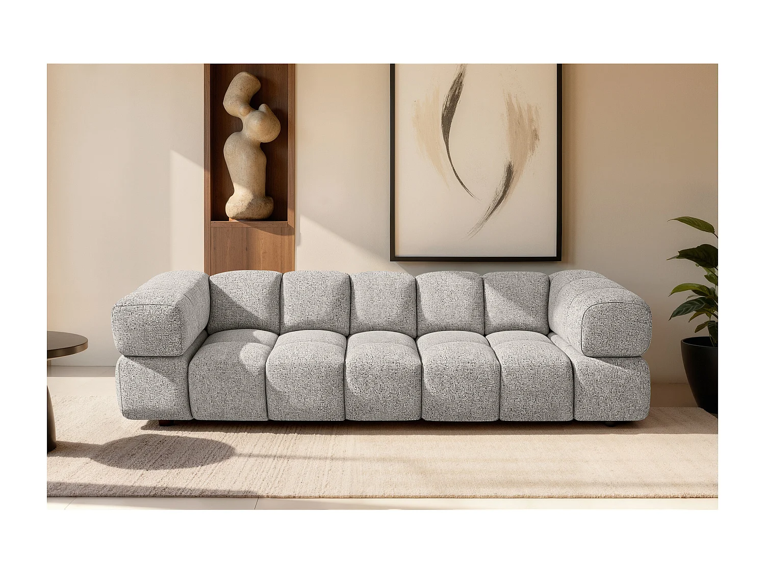 Design 4-Sitzer Sofa ALVERO 280 cm – Puente Hellgrau 06 – Strukturstoff Premium – HR-Schaum