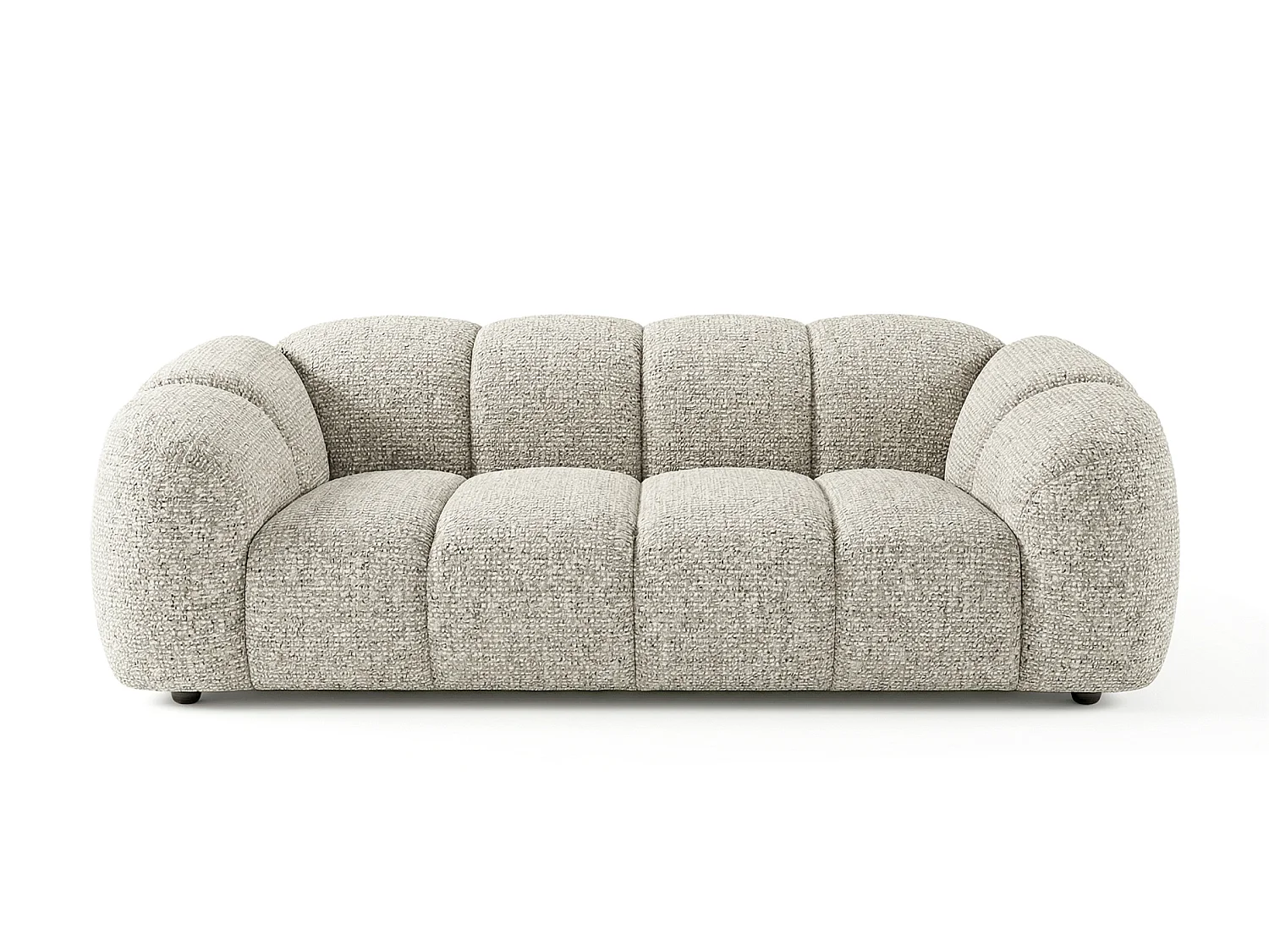 Canapé 3 places capitonné en tissu bouclé beige 240 cm - MALI 3S