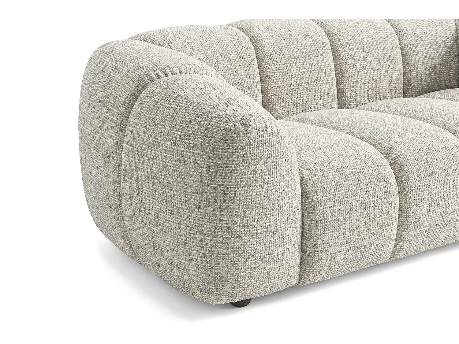 Canapé 3 places capitonné en tissu bouclé beige 240 cm - MALI 3S
