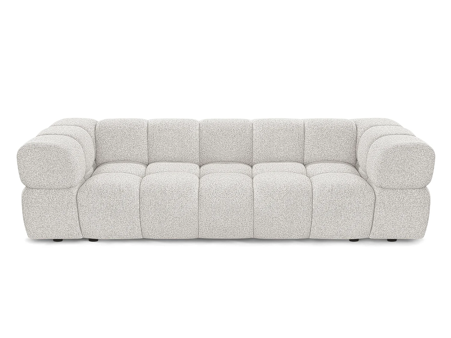 Canapé 4 places capitonné en tissu bouclé beige 280 cm - ALVERO 4S