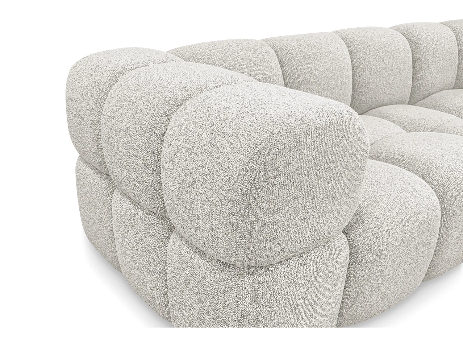Canapé 4 places capitonné en tissu bouclé beige 280 cm - ALVERO 4S