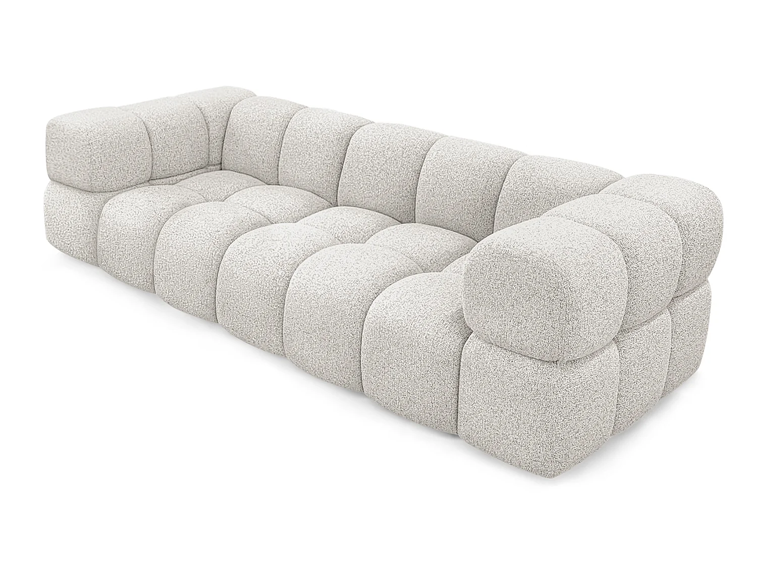 Canapé 4 places capitonné en tissu bouclé beige 280 cm - ALVERO 4S
