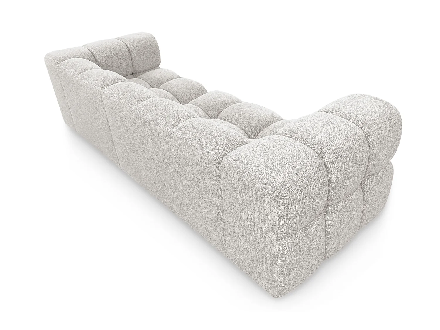 Canapé 4 places capitonné en tissu bouclé beige 280 cm - ALVERO 4S