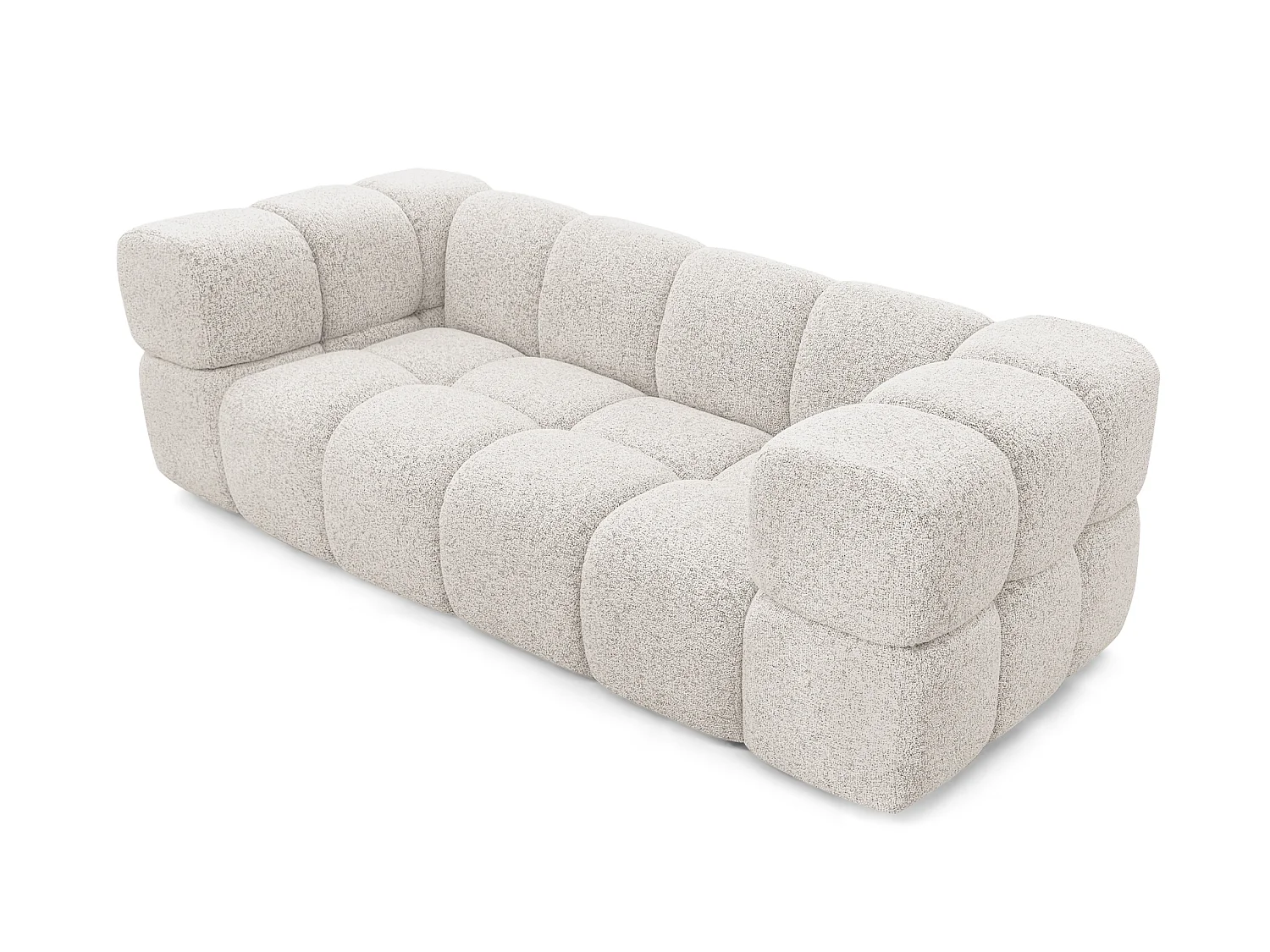 Canapé 3 places capitonné en tissu bouclé beige 240 cm - ALVERO 3S