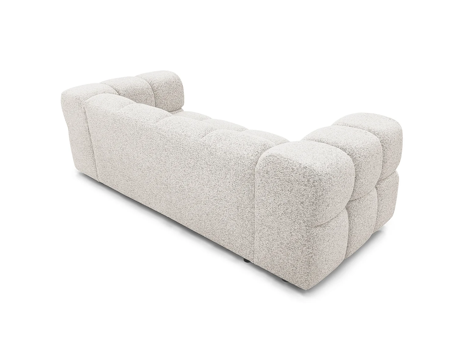 Canapé 3 places capitonné en tissu bouclé beige 240 cm - ALVERO 3S