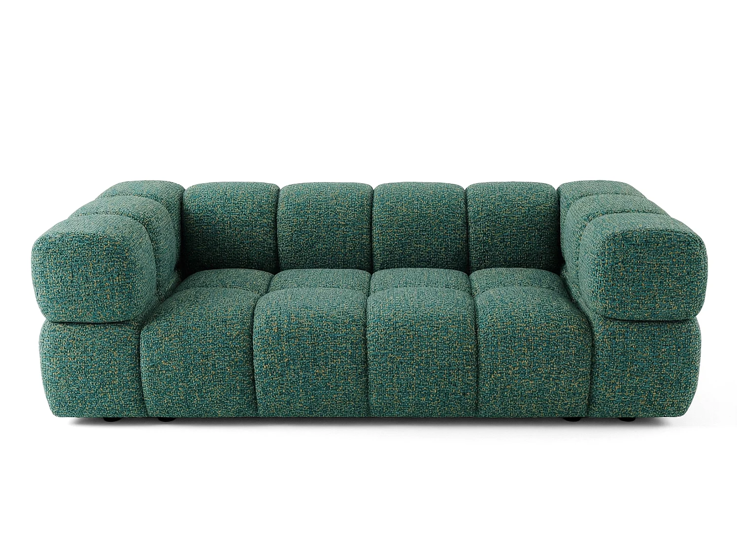 Canapé 3 places capitonné en tissu bouclé vert 240 cm - ALVERO 3S