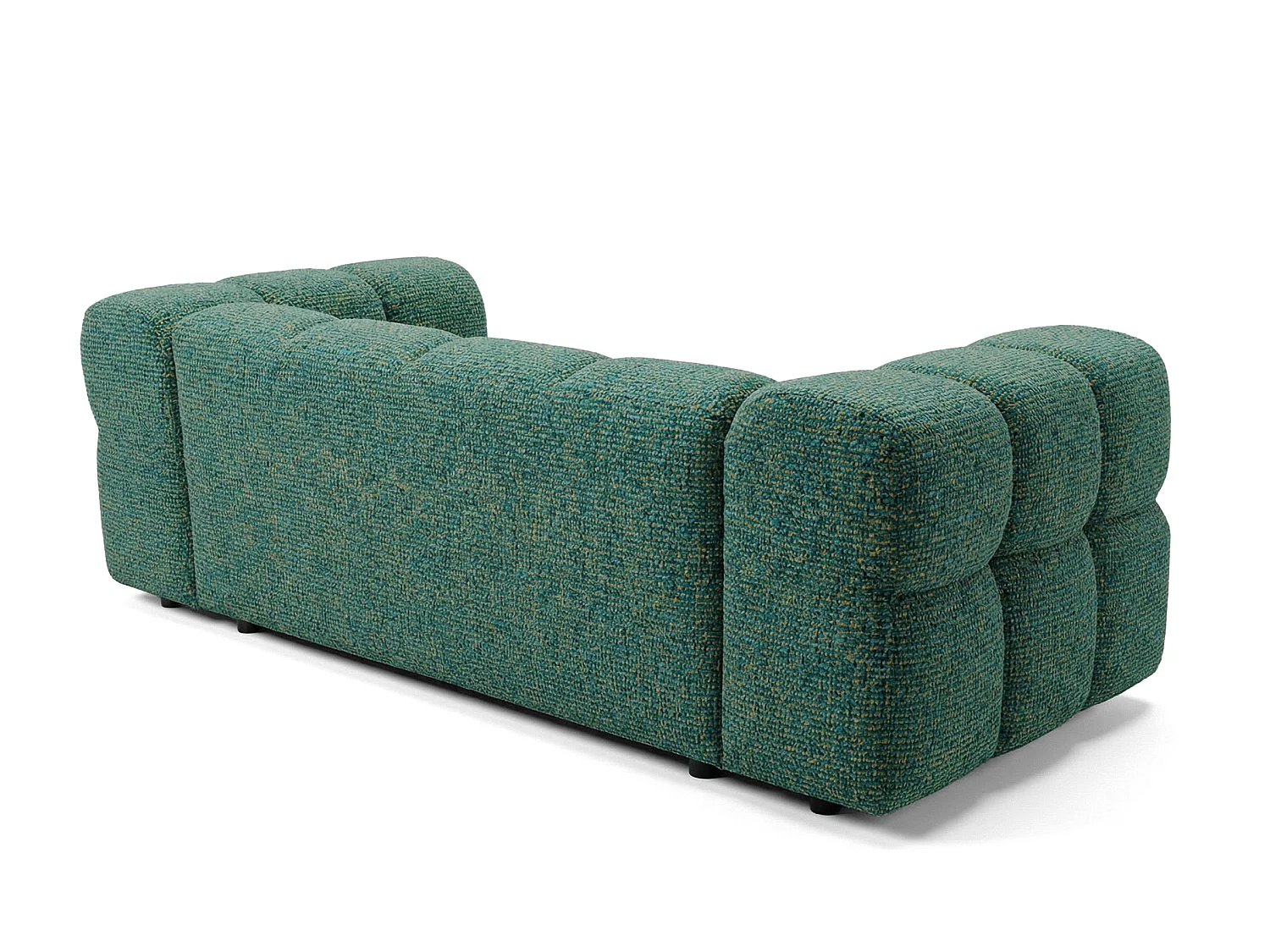Canapé 3 places capitonné en tissu bouclé vert 240 cm - ALVERO 3S
