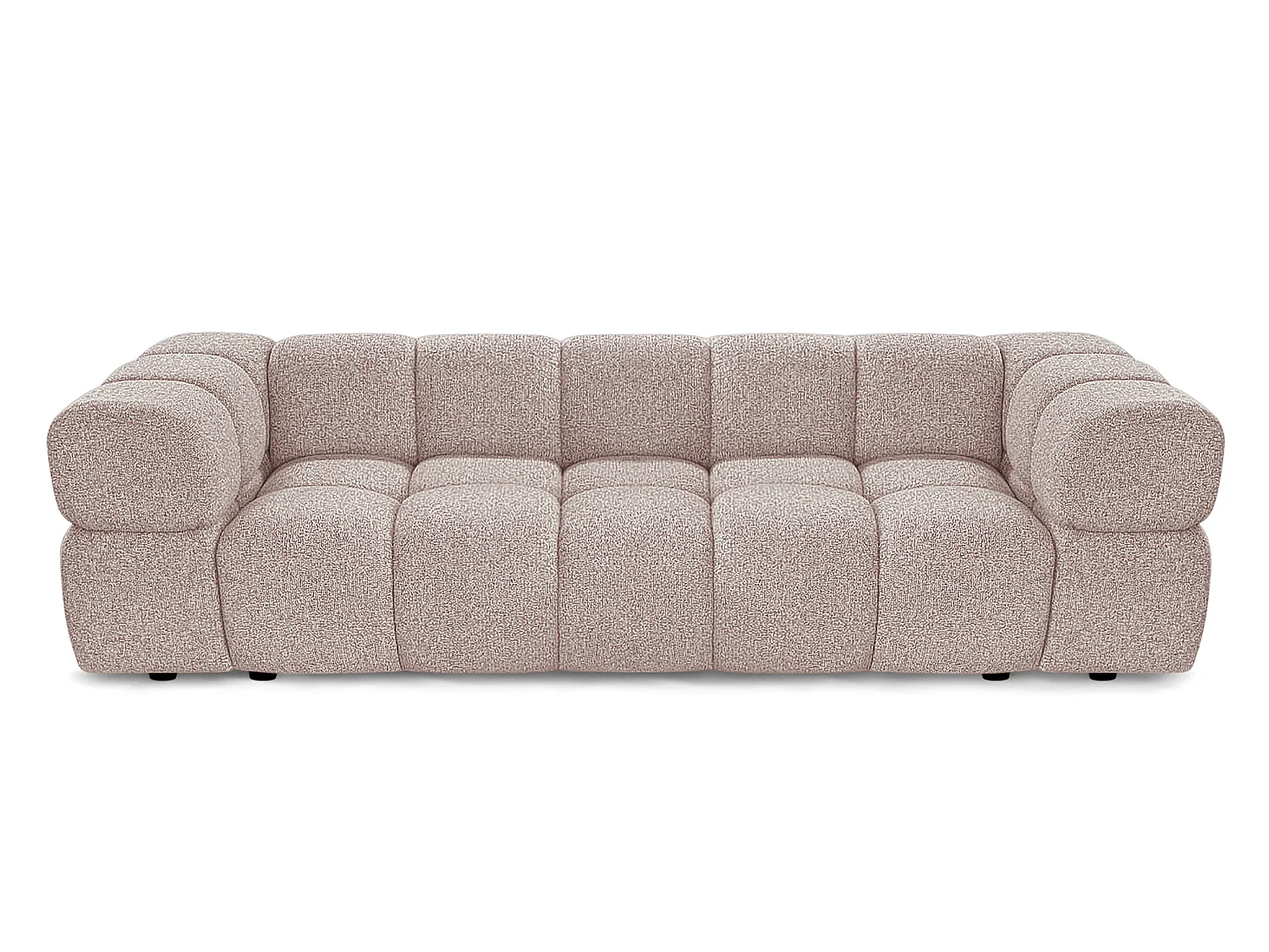 Canapé 4 places capitonné en tissu bouclé rose poudré 280 cm - ALVERO 4S