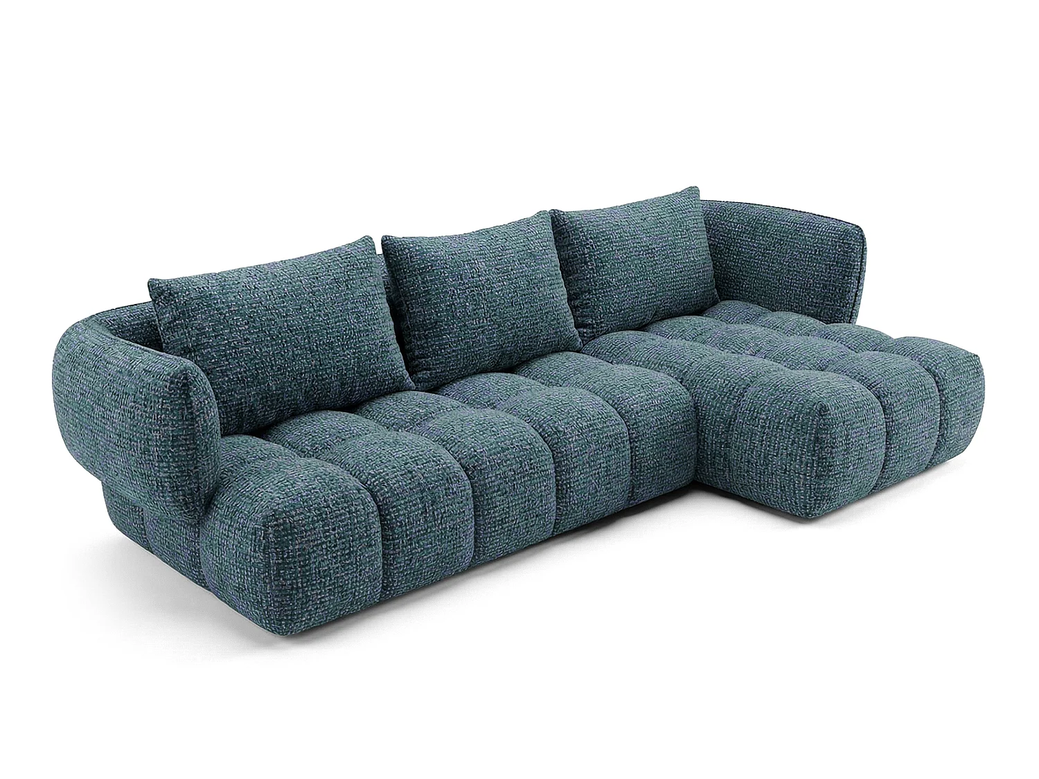 Nowoczesna Narożna Sofa w Błękitnym Aksamicie SAVIO 250 cm - Luksusowy Design z Pianką o Wysokiej Elastyczności