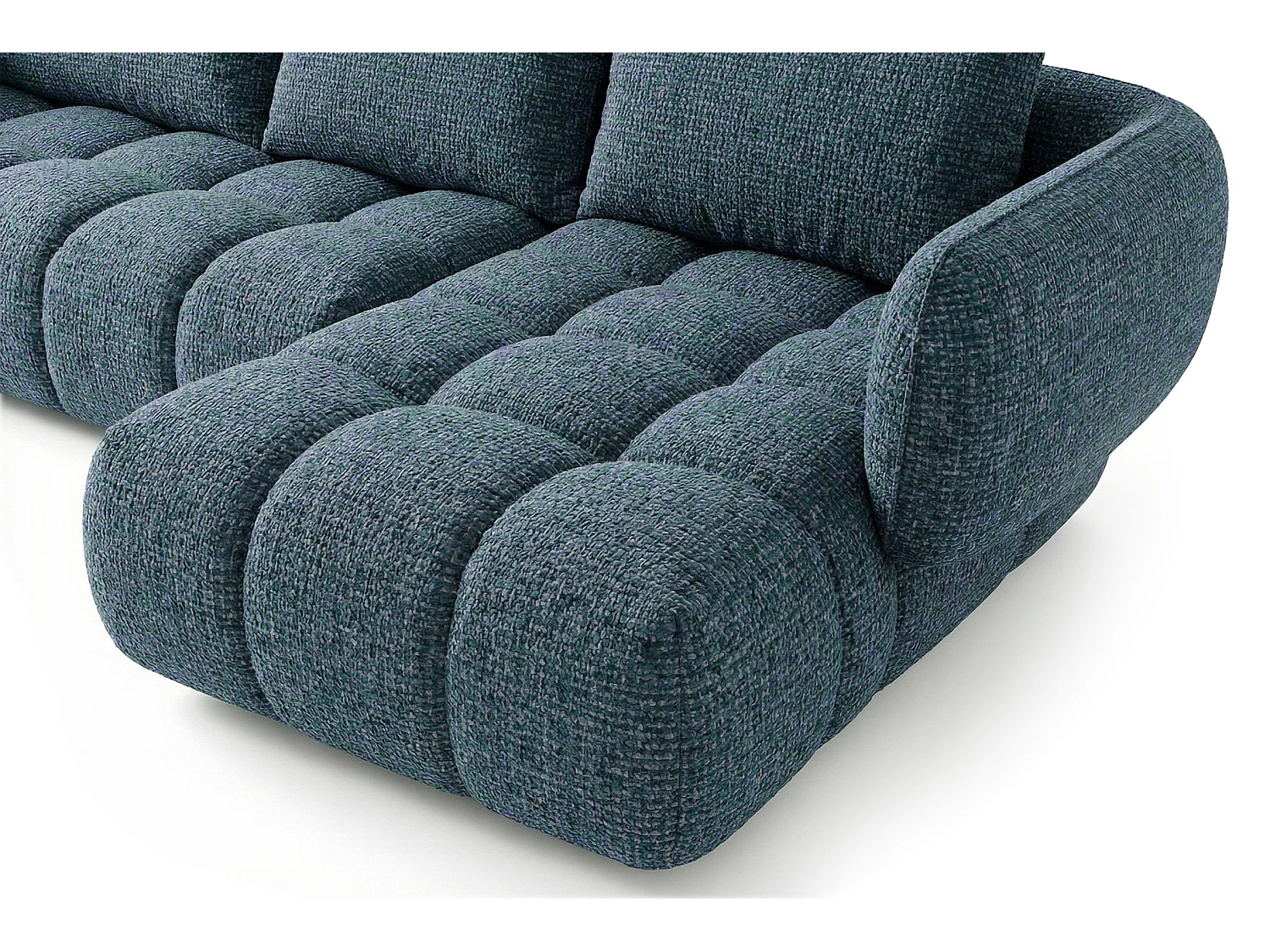 Nowoczesna Narożna Sofa w Błękitnym Aksamicie SAVIO 250 cm - Luksusowy Design z Pianką o Wysokiej Elastyczności