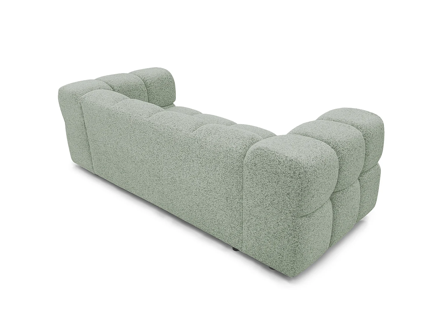 Canapé 3 places capitonné en tissu bouclé vert amande 240 cm - ALVERO 3S