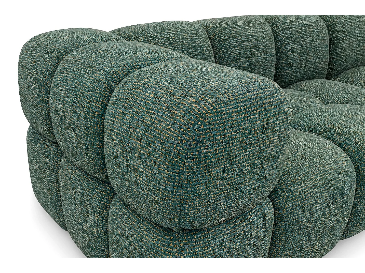Canapé 4 places capitonné en tissu bouclé vert 280 cm - ALVERO 4S