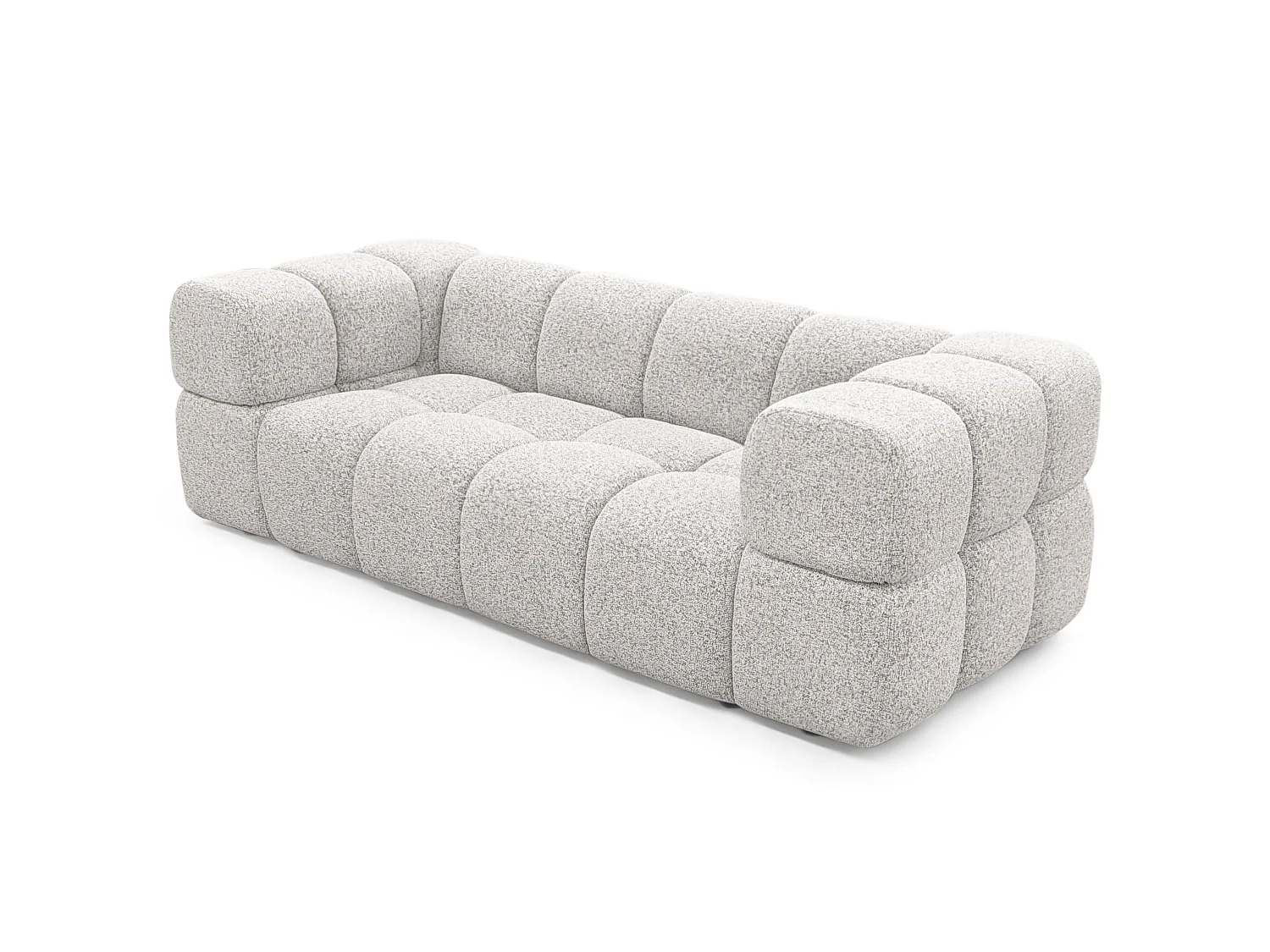 Canapé 3 places capitonné en tissu bouclé gris clair 240 cm - ALVERO 3S