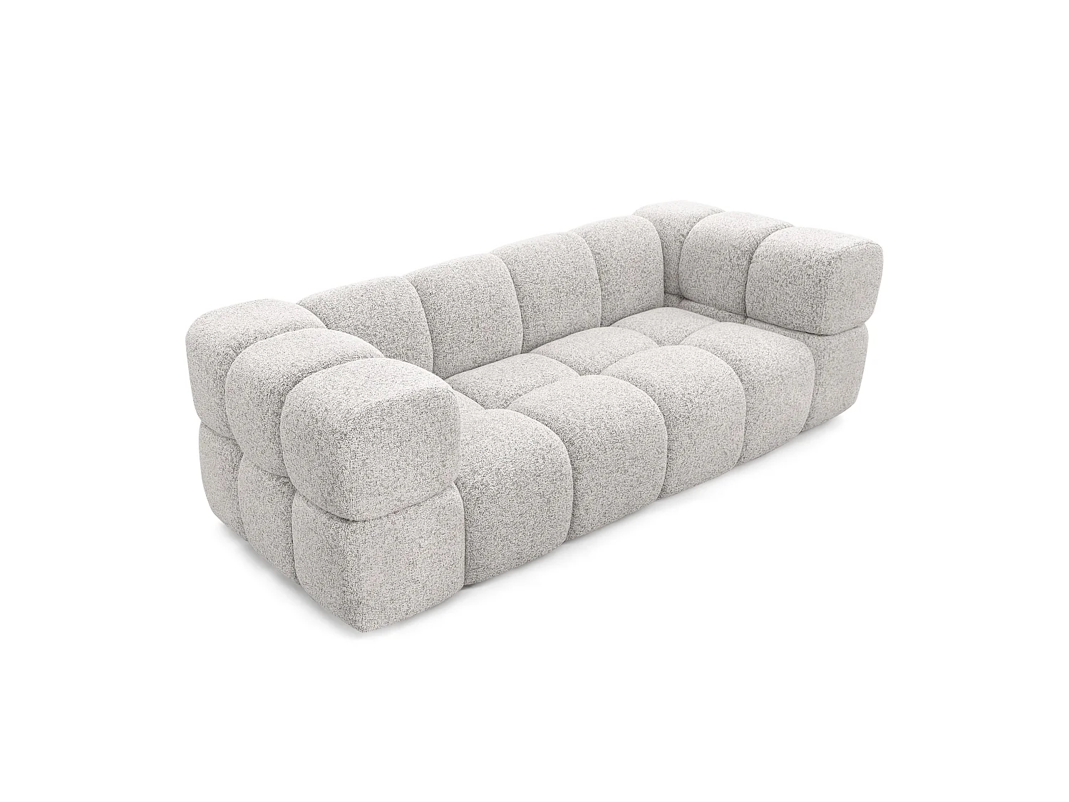 Canapé 3 places capitonné en tissu bouclé gris clair 240 cm - ALVERO 3S