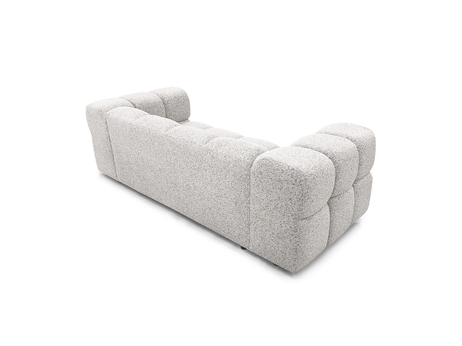 Canapé 3 places capitonné en tissu bouclé gris clair 240 cm - ALVERO 3S