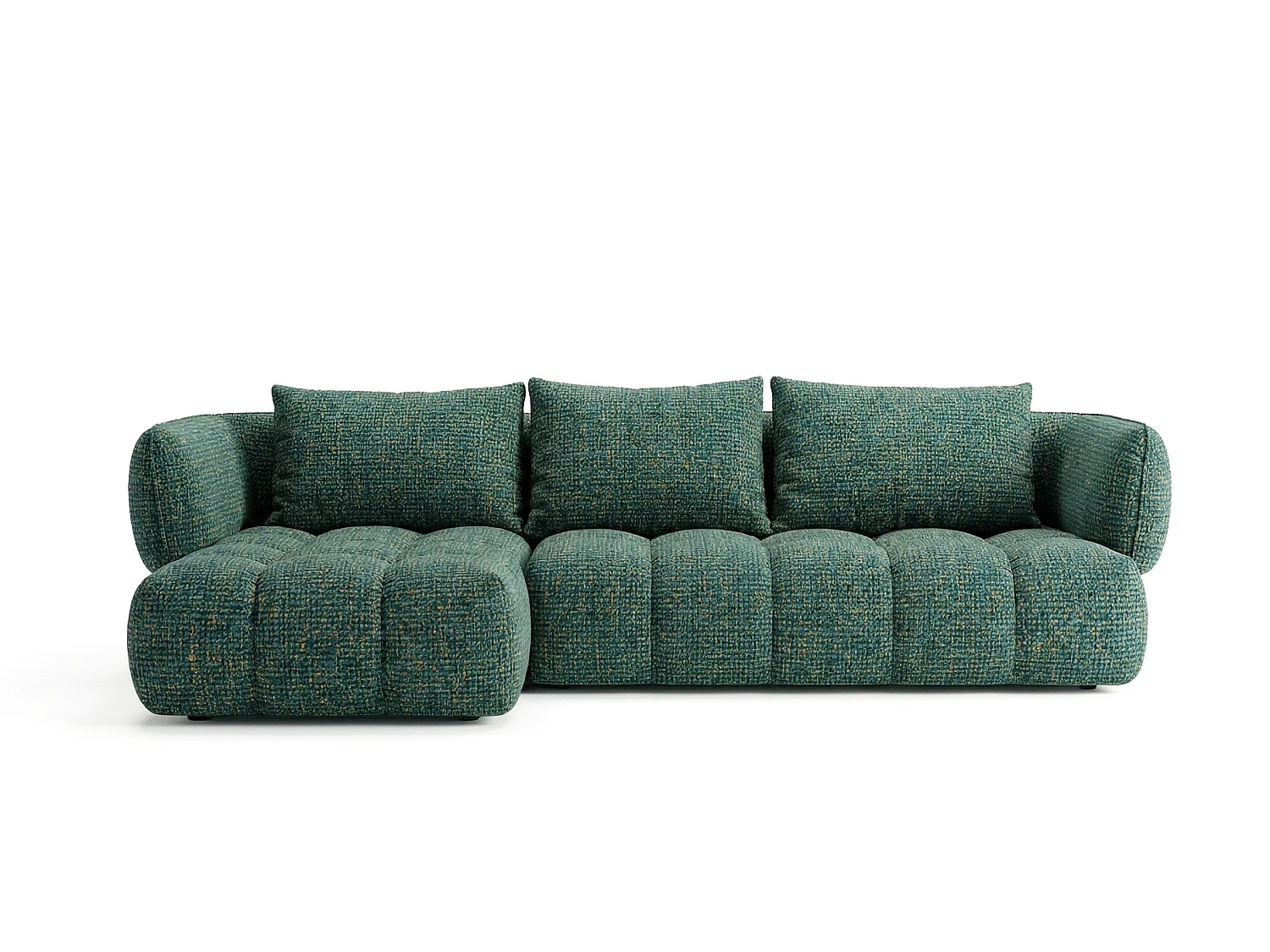 Canapé d'angle gauche en tissu bouclé vert 250 cm - SAVIO