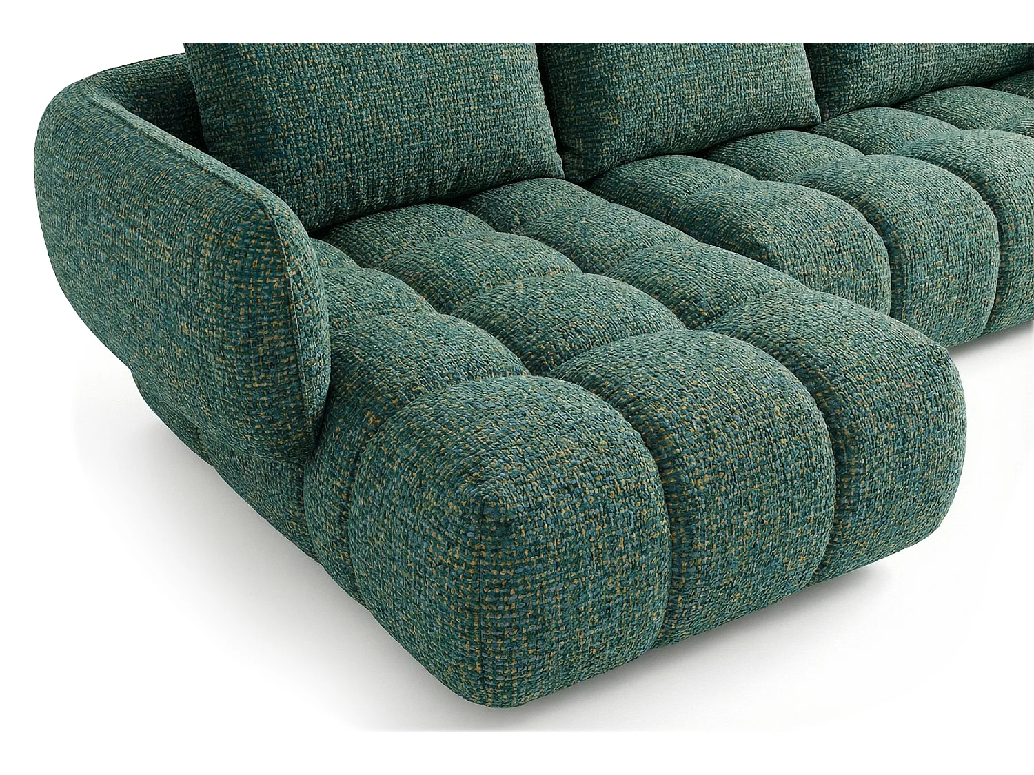 Canapé d'angle gauche en tissu bouclé vert 250 cm - SAVIO