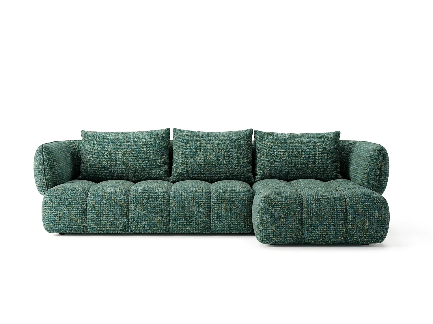 Canapé d'angle droit en tissu bouclé vert 250 cm - SAVIO