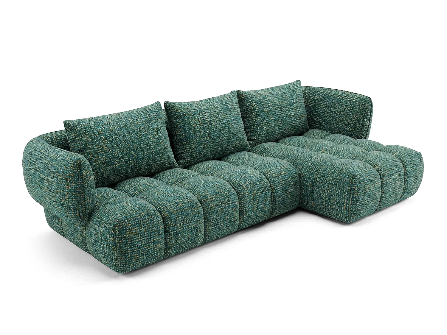 Canapé d'angle droit en tissu bouclé vert 250 cm - SAVIO
