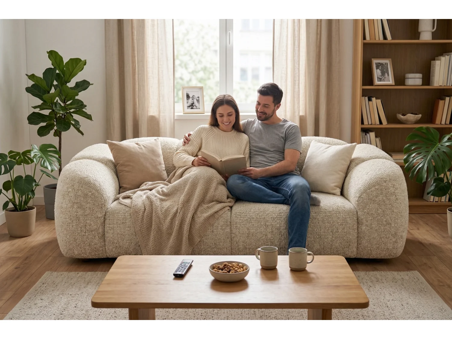 Design Sofa MALI 3-Sitzer Stoff Puente 03 Cremeweiß – Cloud Design 240cm