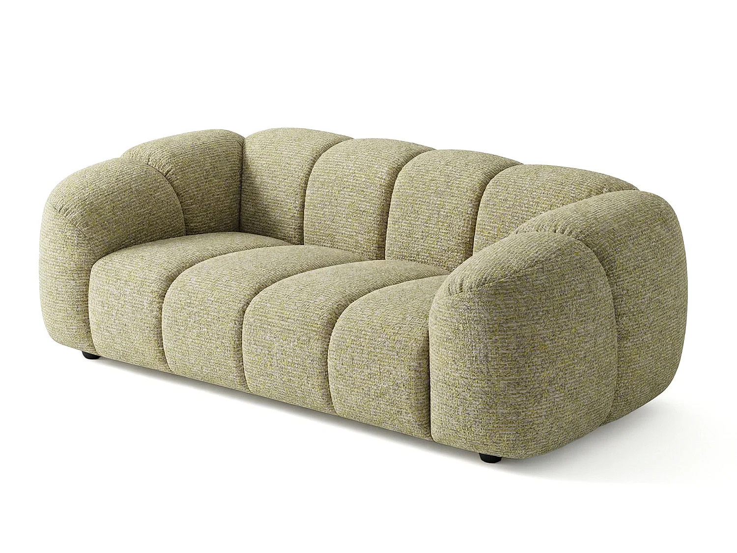 Canapé 3 places capitonné en tissu bouclé jaune moutarde 240 cm - MALI 3S