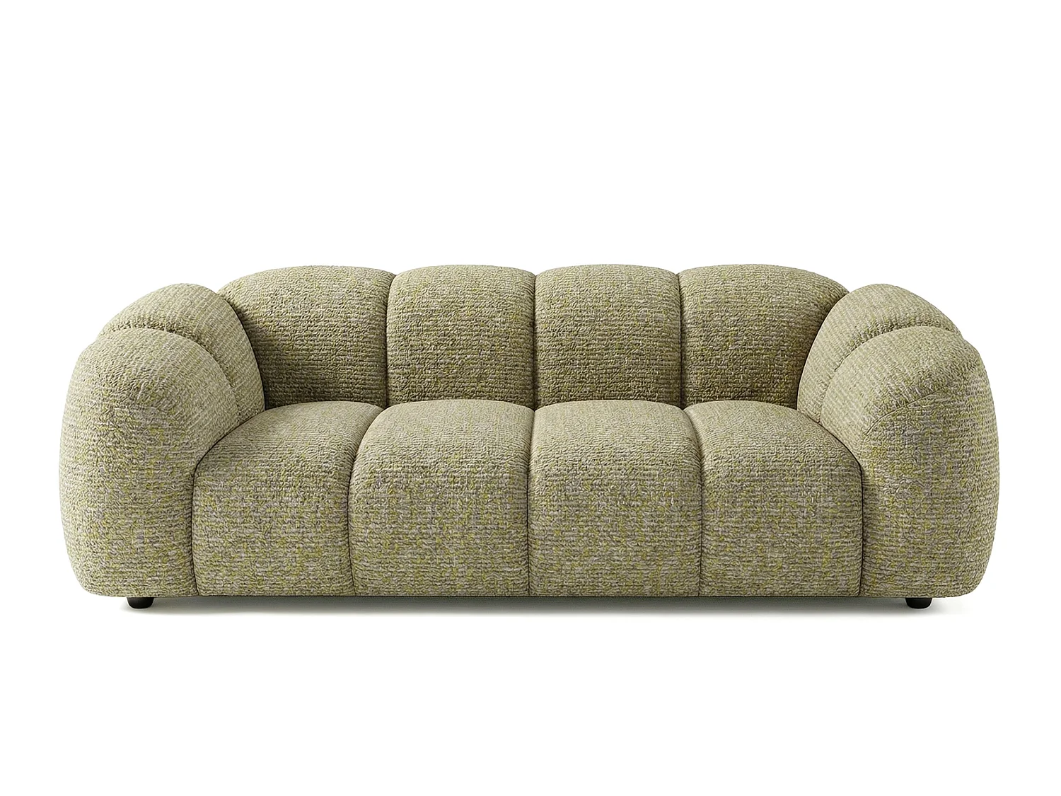 Canapé 3 places capitonné en tissu bouclé jaune moutarde 240 cm - MALI 3S