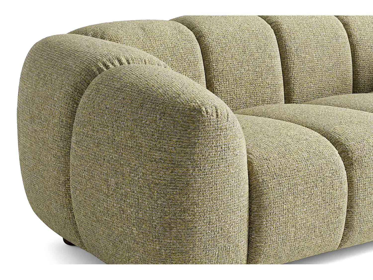 Canapé 3 places capitonné en tissu bouclé jaune moutarde 240 cm - MALI 3S