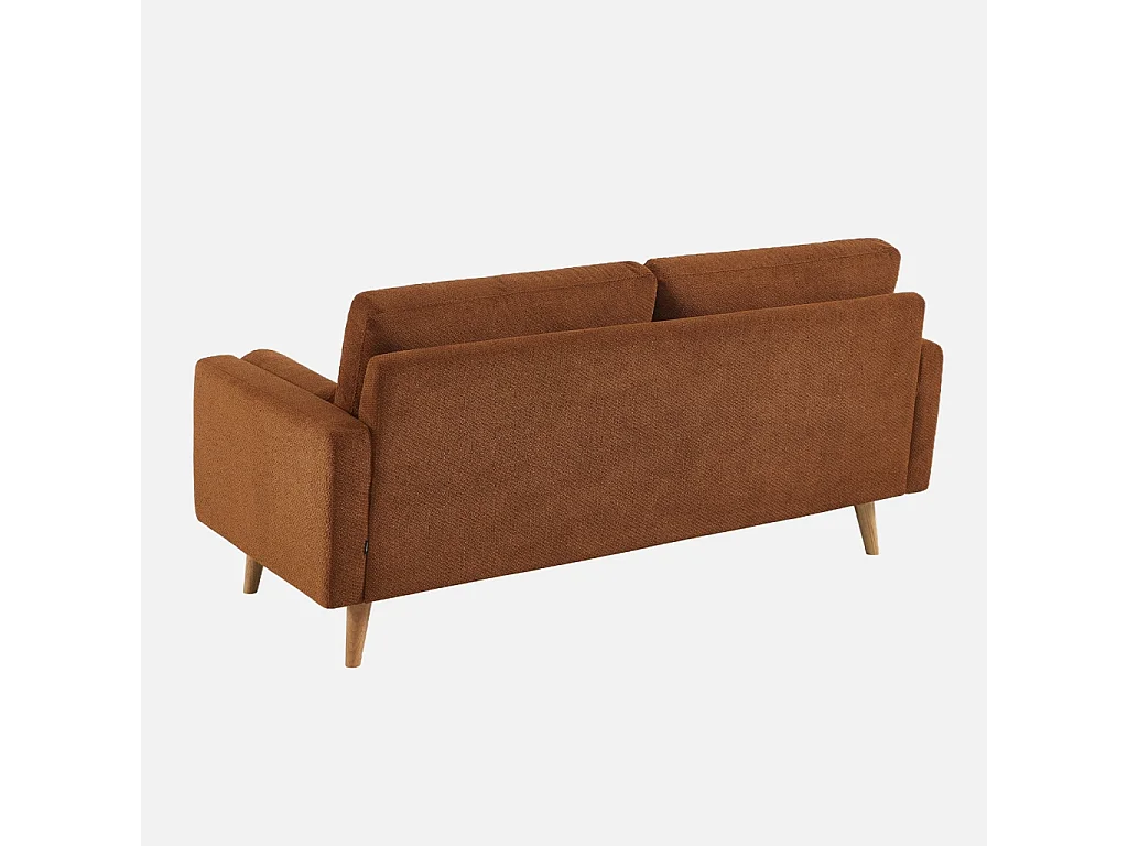 Canapé tissu chenille capitonné 3 places terracotta - Ivar