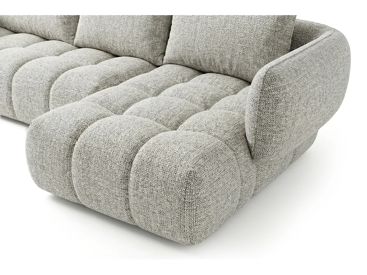 Canapé d'angle droit en tissu bouclé gris clair 250 cm - SAVIO