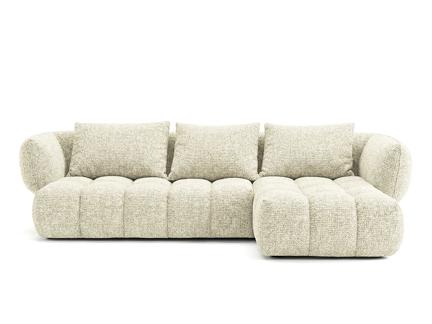 Canapé d'angle droit en tissu bouclé blanc cassé 250 cm - SAVIO