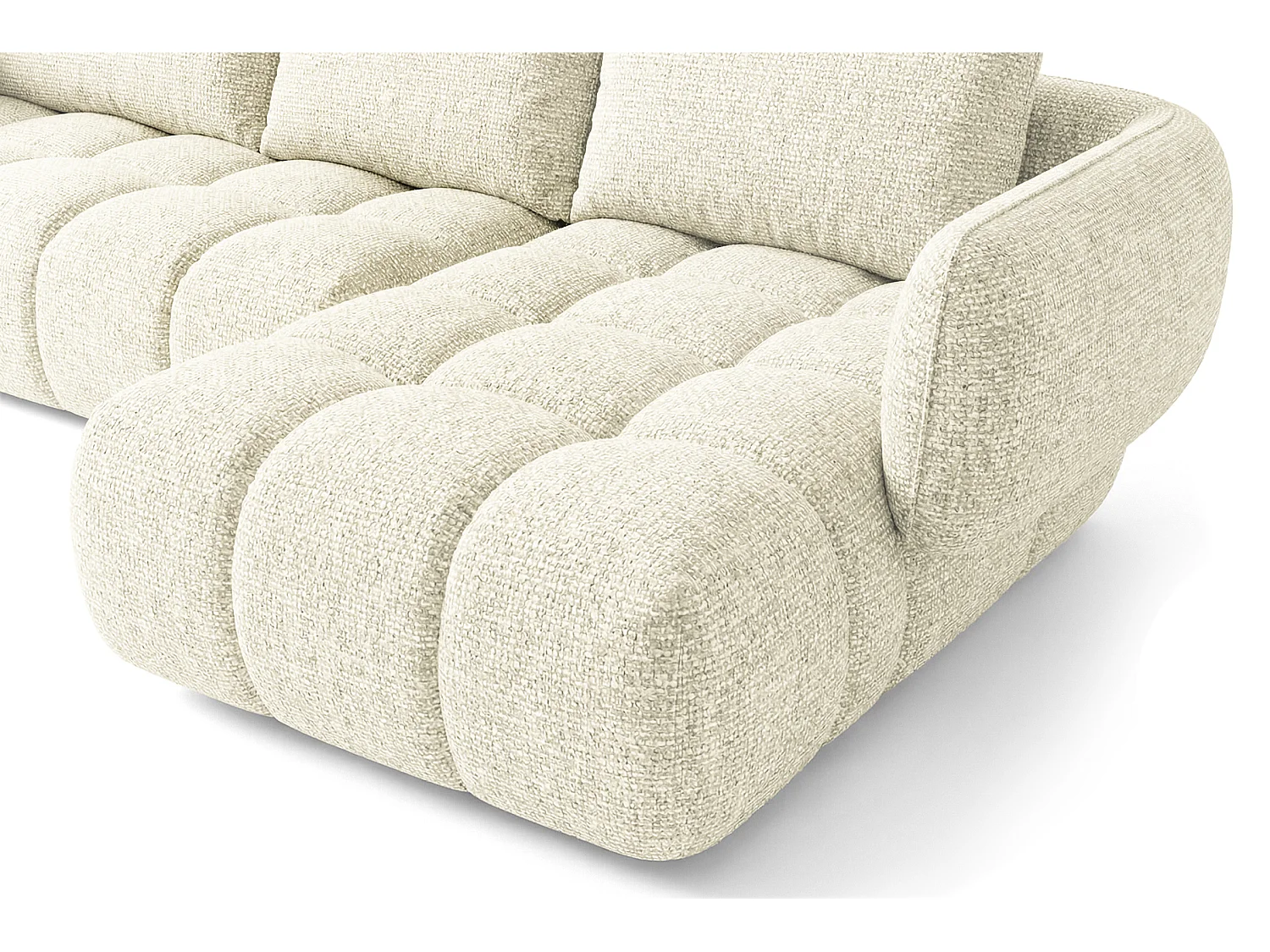 Canapé d'angle droit en tissu bouclé blanc cassé 250 cm - SAVIO