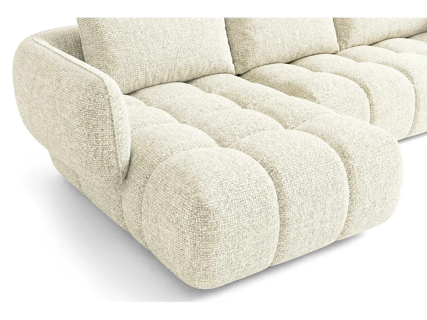 Canapé d'angle gauche en tissu bouclé blanc cassé 250 cm - SAVIO