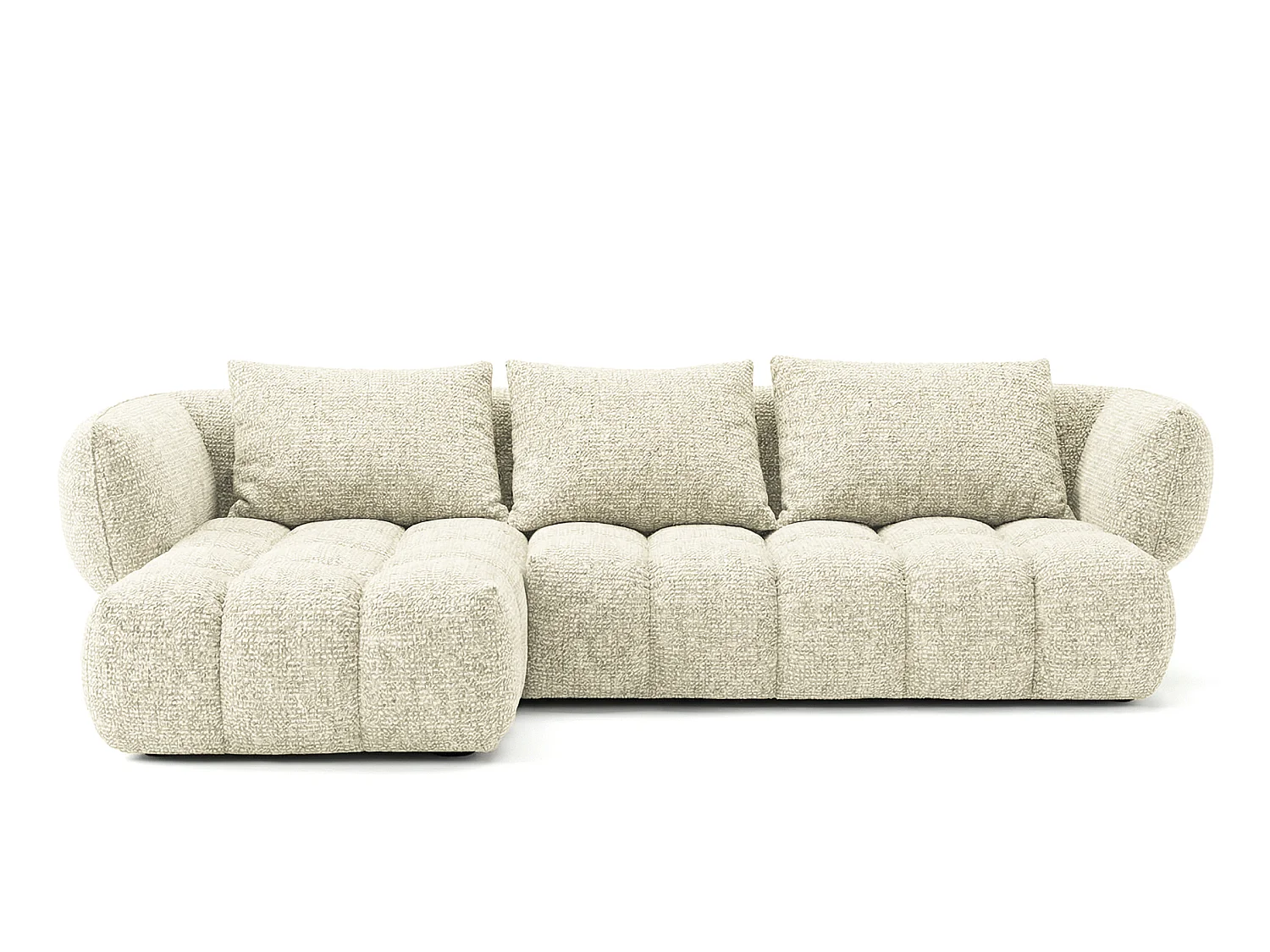 Canapé d'angle gauche en tissu bouclé blanc cassé 250 cm - SAVIO
