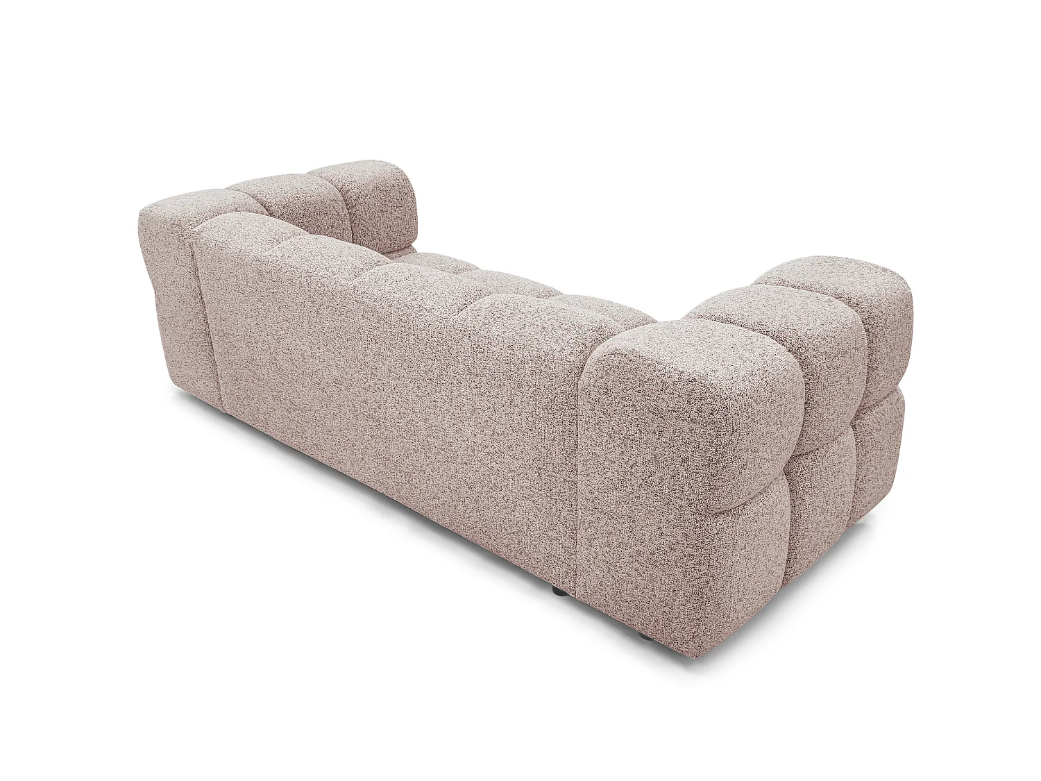 Canapé 3 places capitonné en tissu bouclé rose poudré 240 cm - ALVERO 3S
