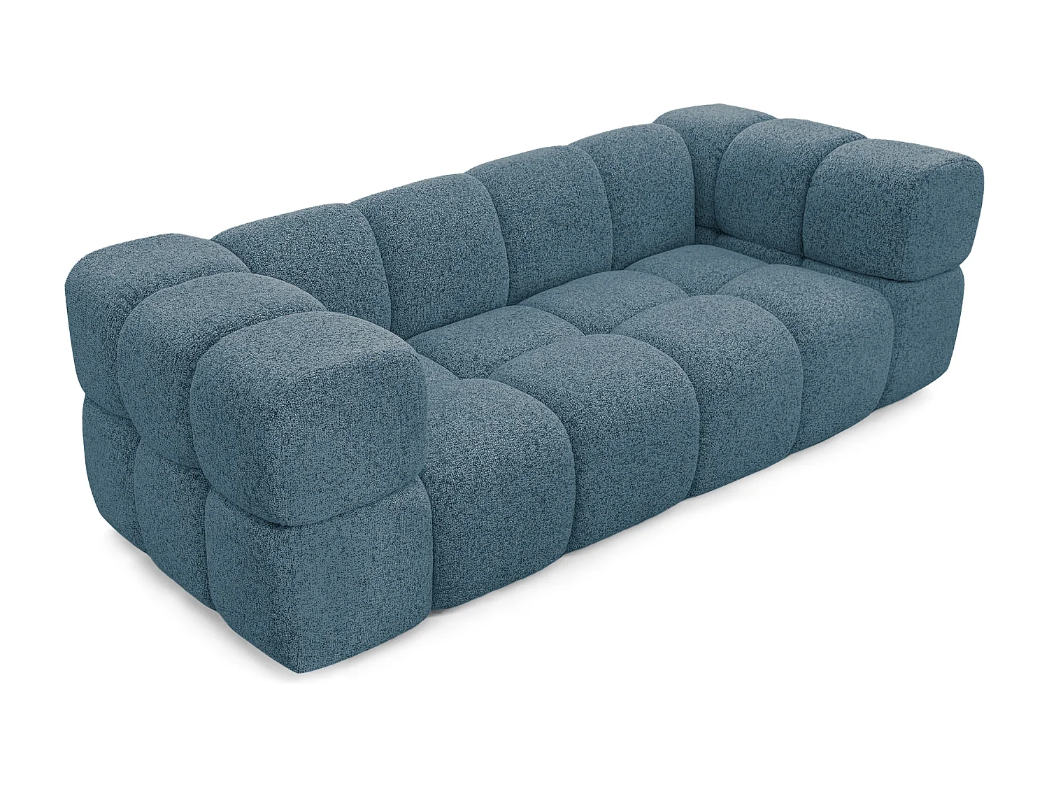 Design 3-Sitzer Sofa ALVERO 240 cm – Puente Petrolblau 39 – Strukturstoff Premium – HR-Schaum