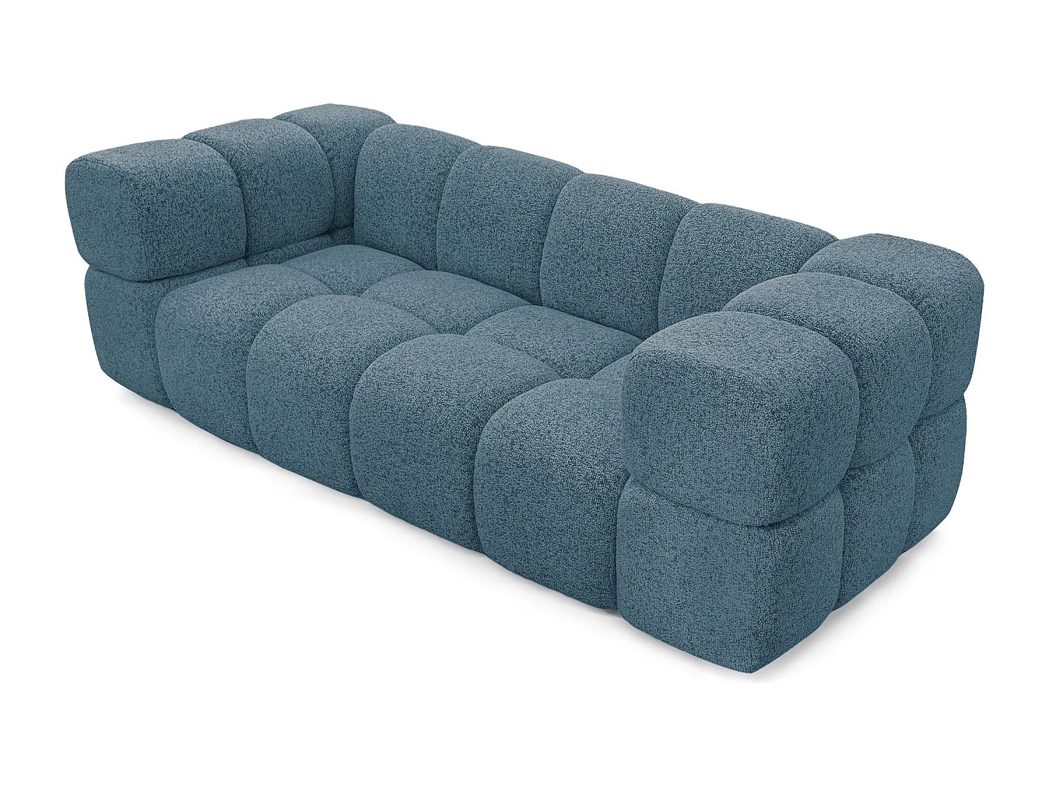 Design 3-Sitzer Sofa ALVERO 240 cm – Puente Petrolblau 39 – Strukturstoff Premium – HR-Schaum
