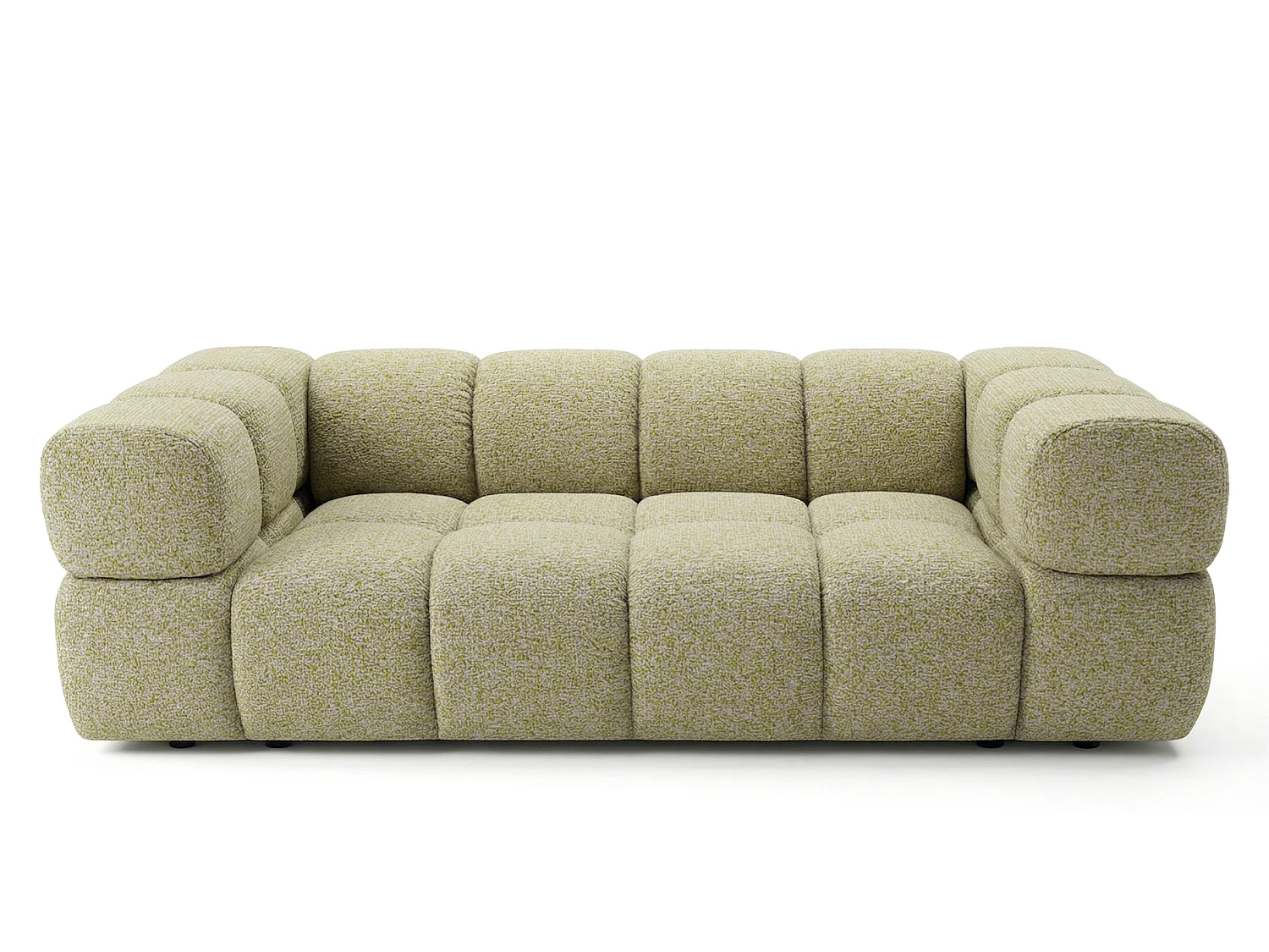 Canapé 3 places capitonné en tissu bouclé jaune moutarde 240 cm - ALVERO 3S