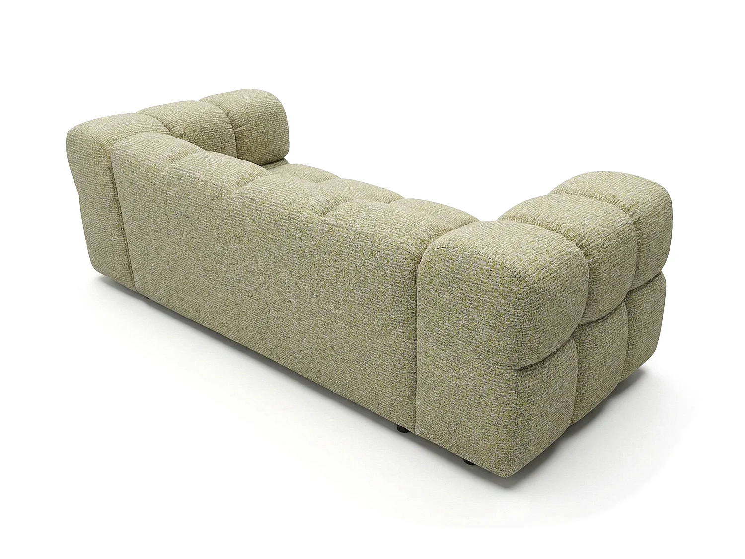 Canapé 3 places capitonné en tissu bouclé jaune moutarde 240 cm - ALVERO 3S