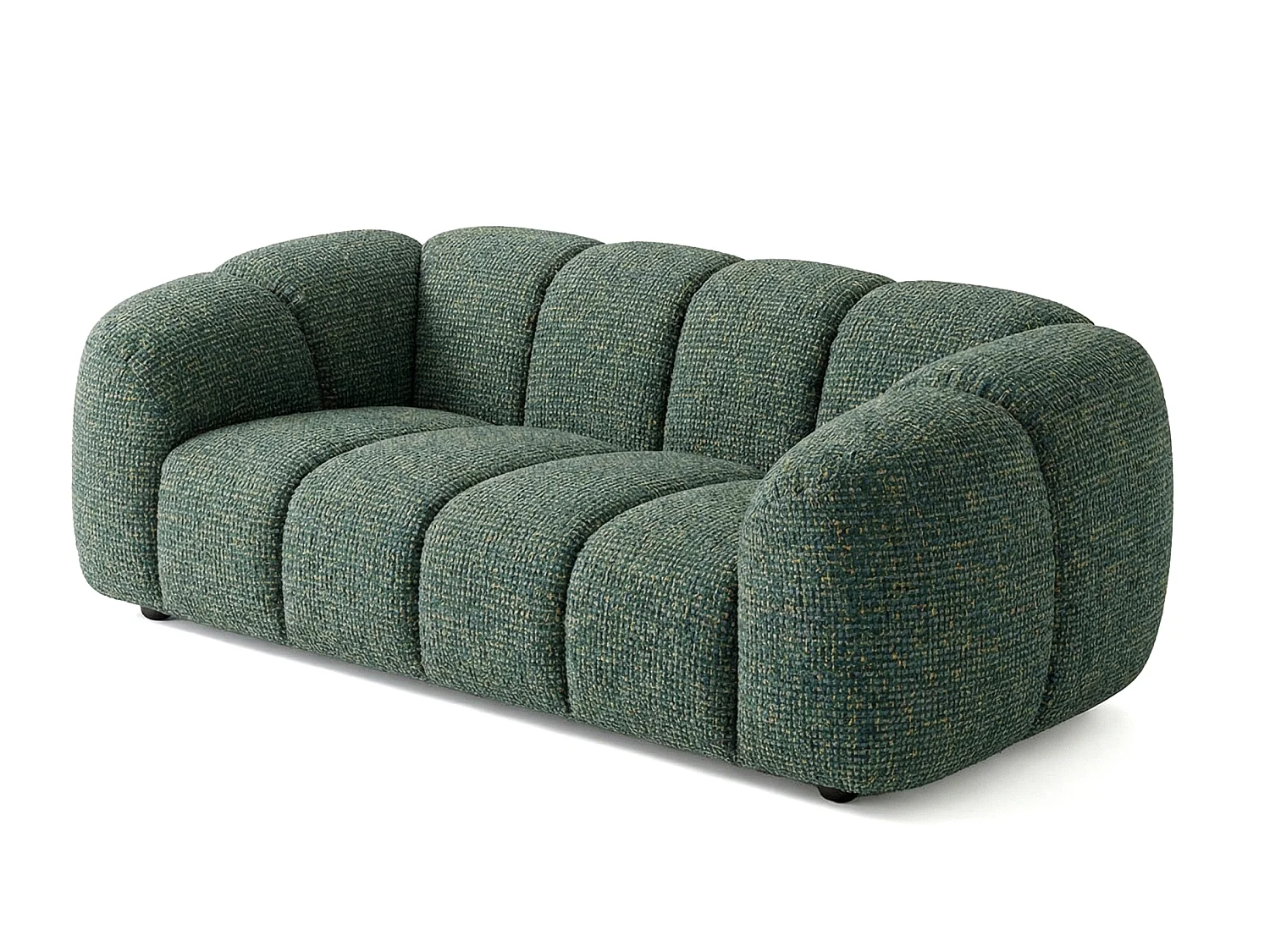 Canapé 3 places capitonné en tissu bouclé vert 240 cm - MALI 3S