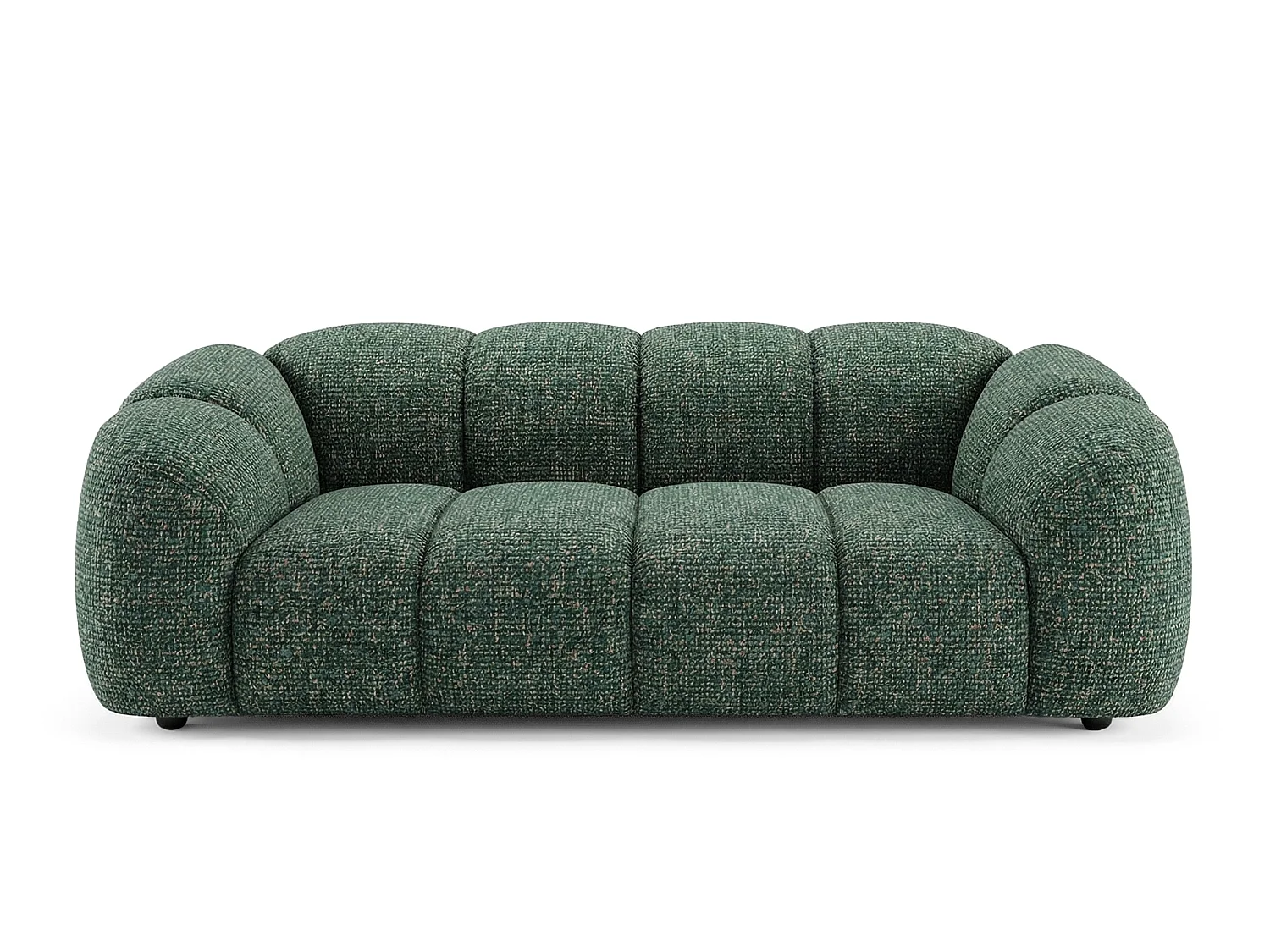 Canapé 3 places capitonné en tissu bouclé vert 240 cm - MALI 3S