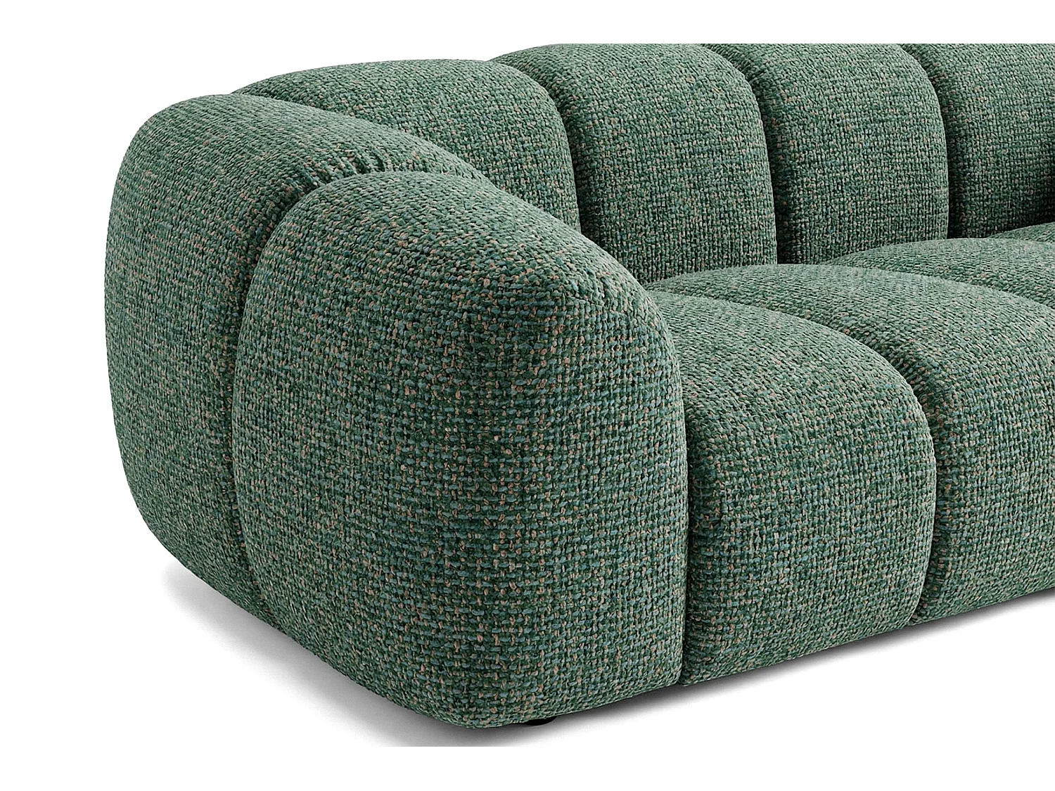 Canapé 3 places capitonné en tissu bouclé vert 240 cm - MALI 3S