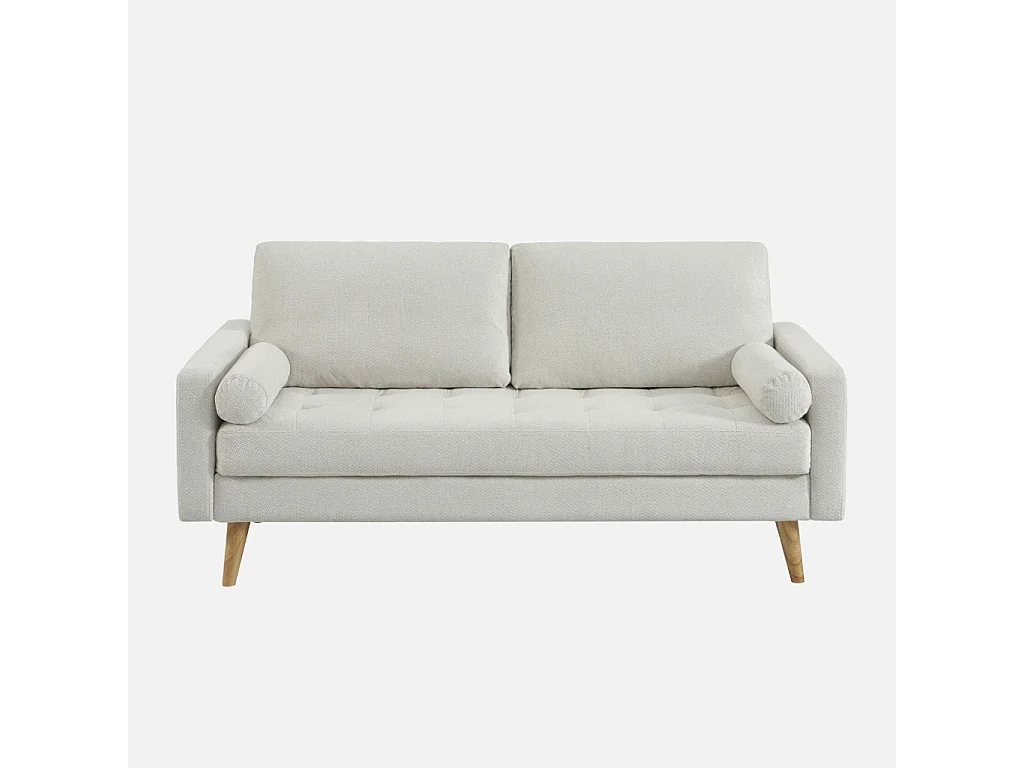 Canapé tissu chenille capitonné 3 places blanc - Ivar