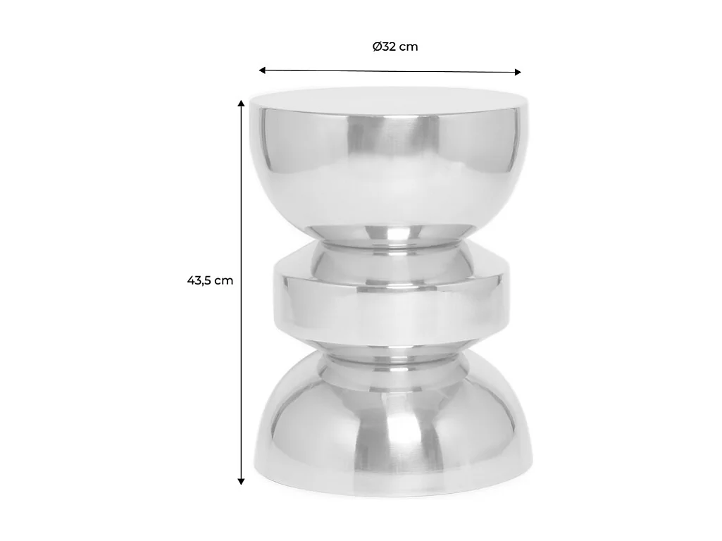Table d'appoint. bout de canapé. table de chevet acier inoxydable chromé - Assa. Ø32 x 43.5cm