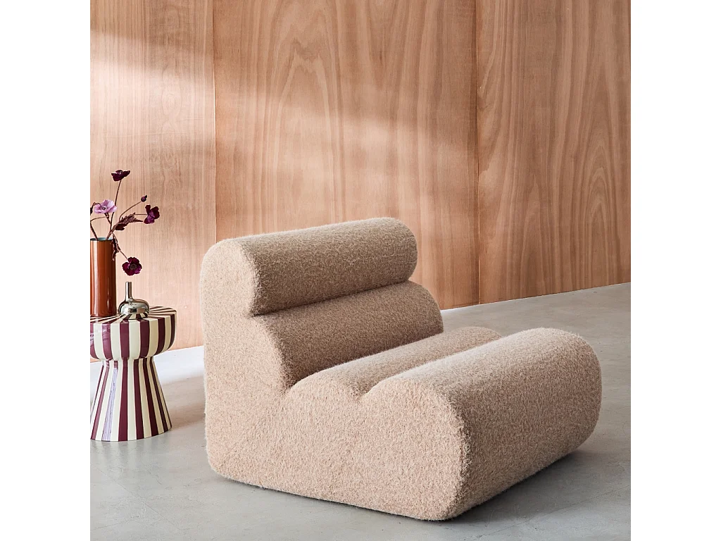 Módulo para sofá modular con tela efecto alpaca beige