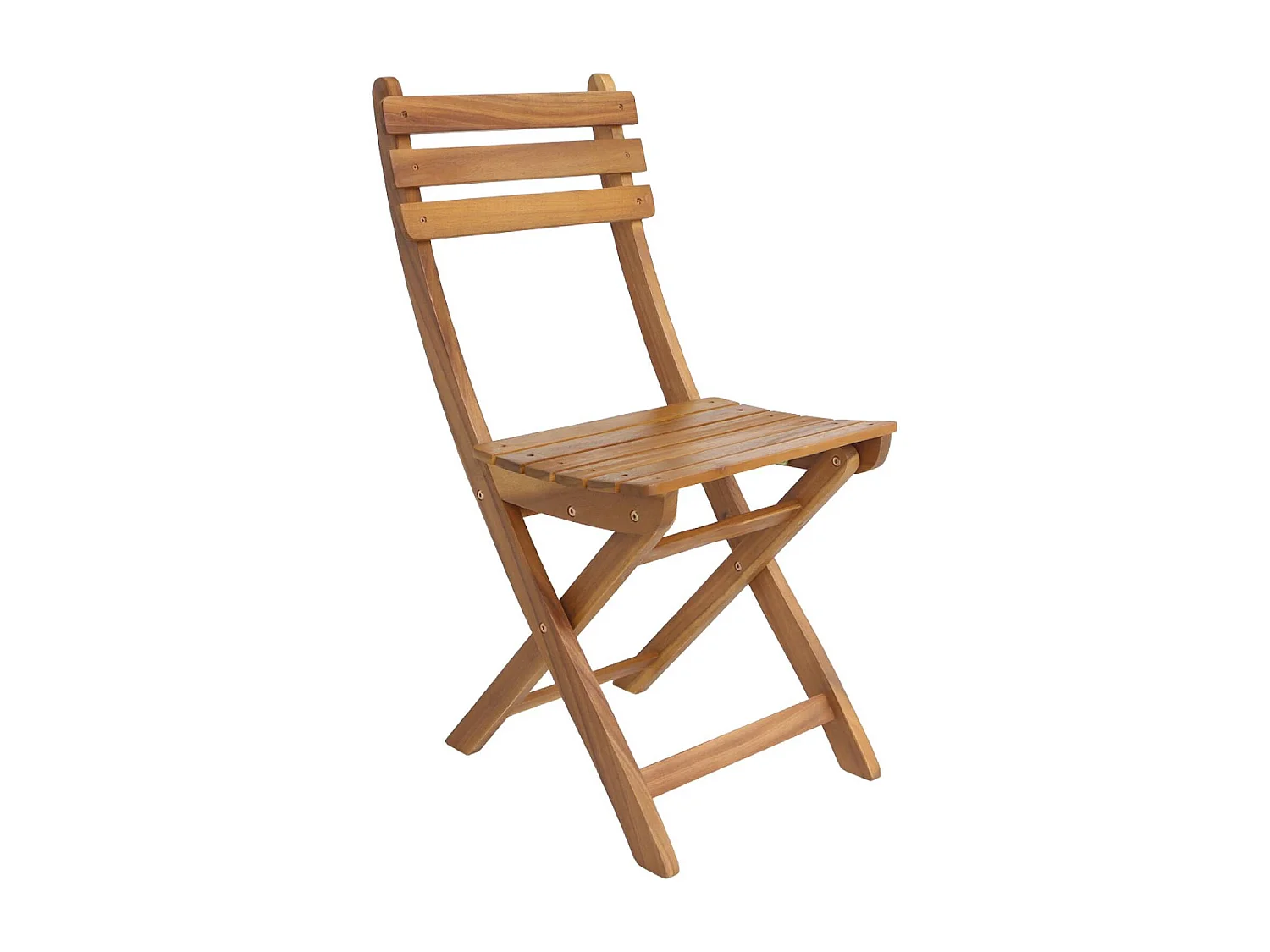 Set 2 sedie da giardino pieghevole in acacia, marrone naturale