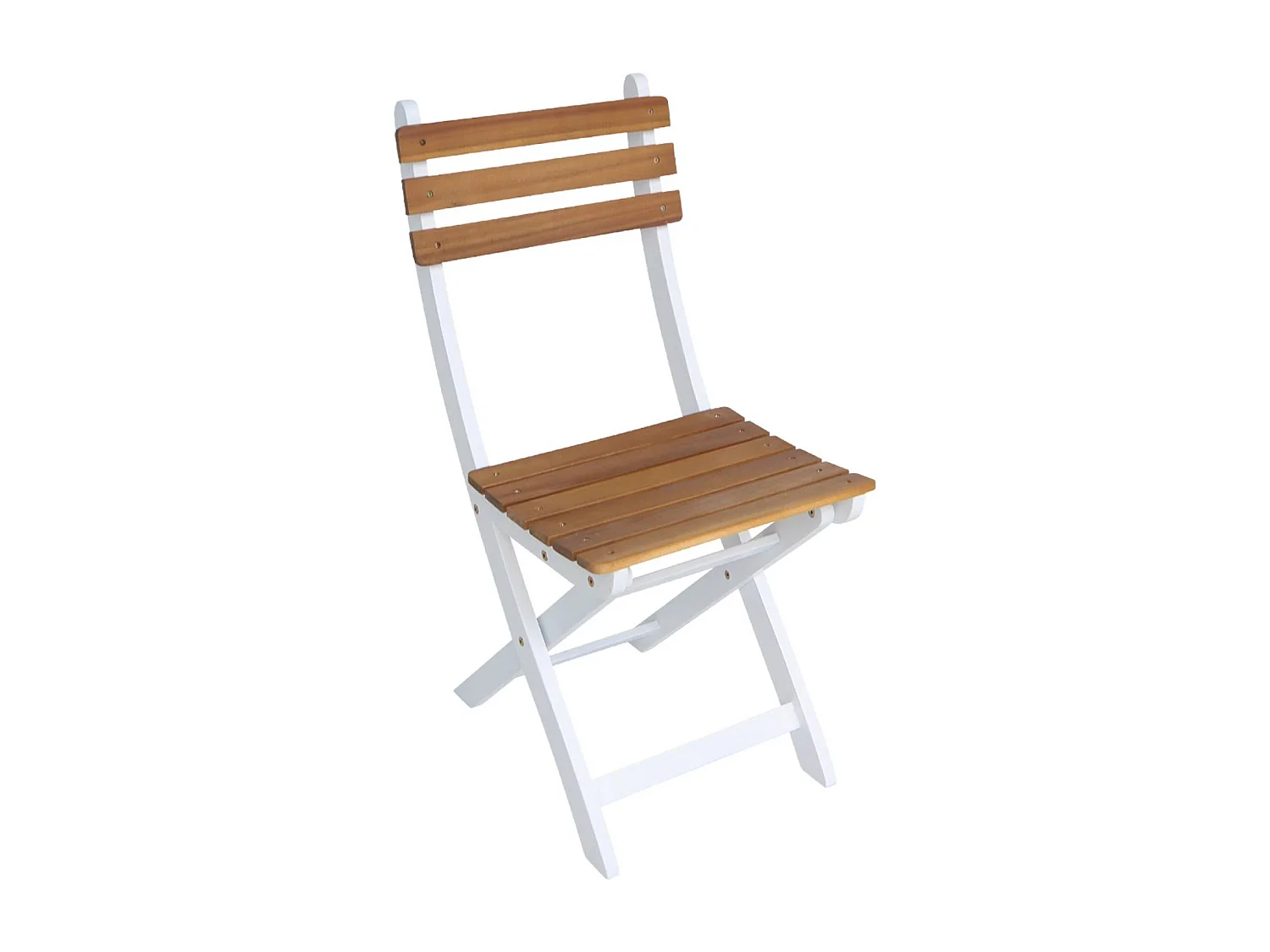 Set 2 sedie da giardino pieghevole in acacia, bianco