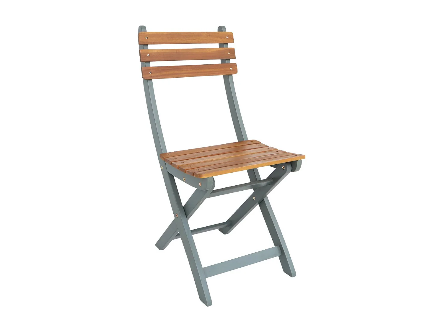 Lot de 2 chaises de jardin CALENA pliables acacia kaki. 40 x 52 x 85 cm