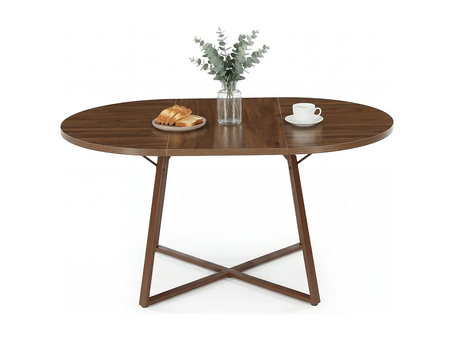 Mesa de Jantar Oval, Mesa de Jantar Moderna para 4-6 Pessoas em Espaço Pequeno (apenas a mesa)